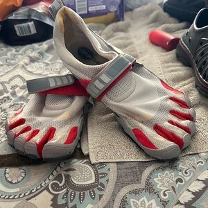 Vibram FiveFingers Red and White Toe Shoes